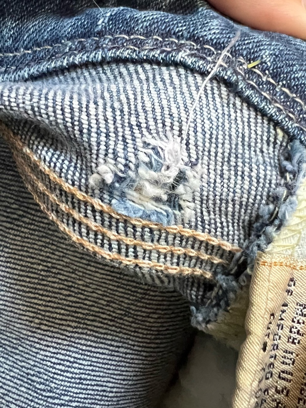7 For All Mankind Blue Denim Jeans with Contrast Stitching - Picture 9 of 16